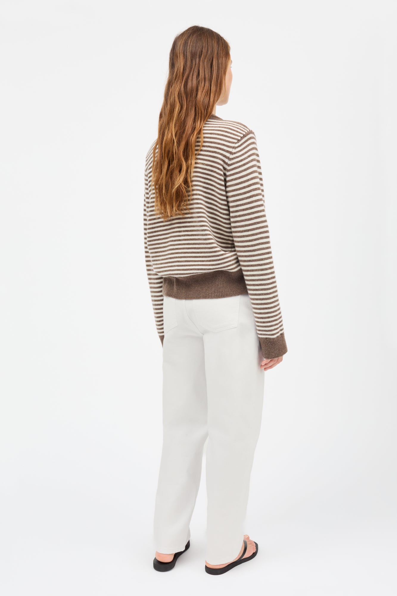 Skall Studio Senna cardigan Cardigan White/Brown mélange stripe